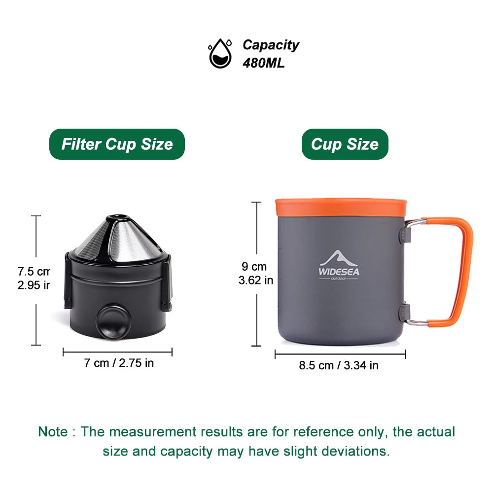 Widesea 4-in-1 Camping Cookware Set | Hard Anodised Aluminium | 1.5L Pot, Kettle, Mug & Coffee Dripper