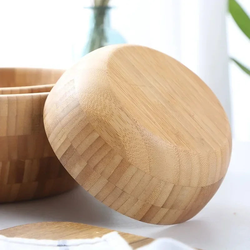 Natural Bamboo Mixing & Salad Bowl – No Paint, No Wax | 3 Sizes