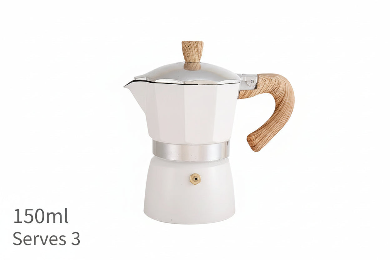 Xbees Moka Pot – Stovetop Espresso Maker | 150ml & 300ml | Wooden Handle
