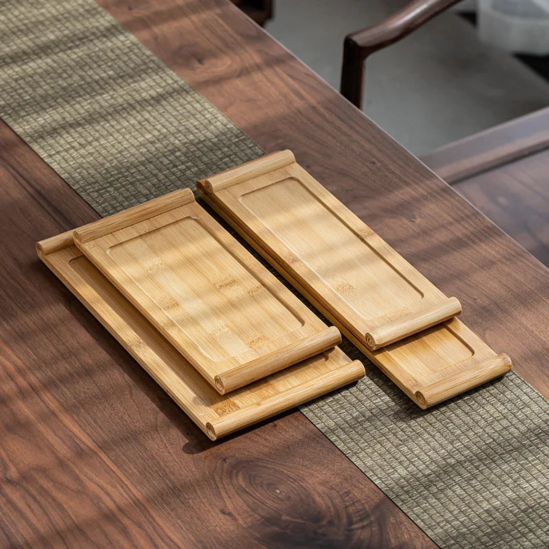 Bamboo Serving Tray - Rectangular Natural Wood Tray for Tea, Snacks & Entertaining