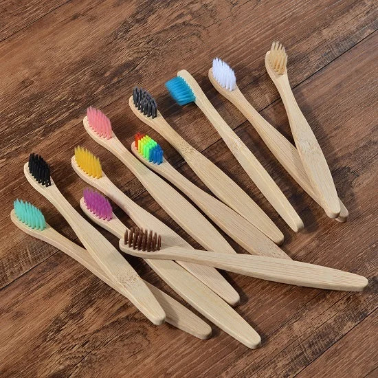 Kids Bamboo Toothbrushes | Soft Nylon Bristles | 10-Pack