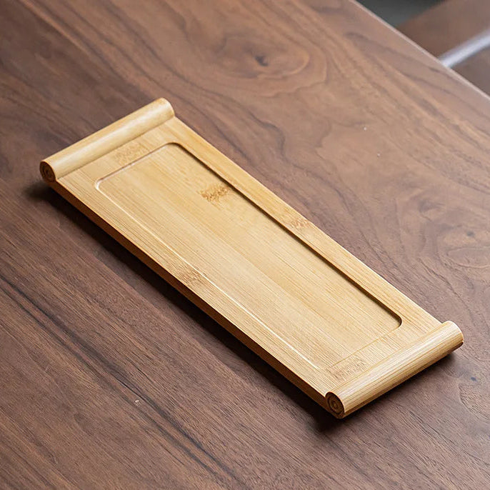Bamboo Serving Tray - Rectangular Natural Wood Tray for Tea, Snacks & Entertaining