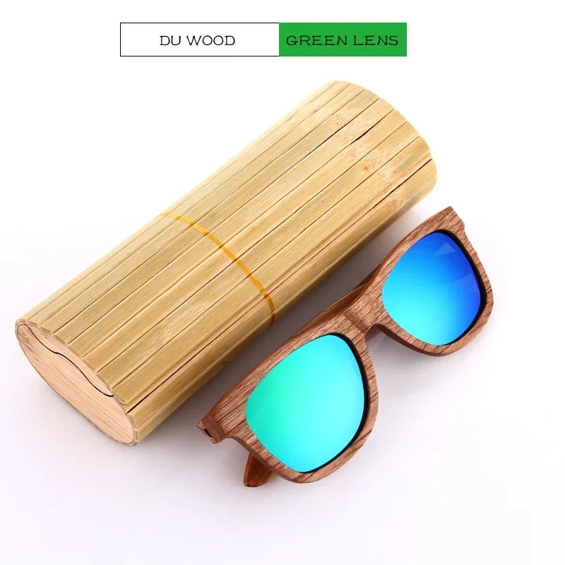 Bamboo Wood Polarized Sunglasses – UV400 Retro Pilot Style