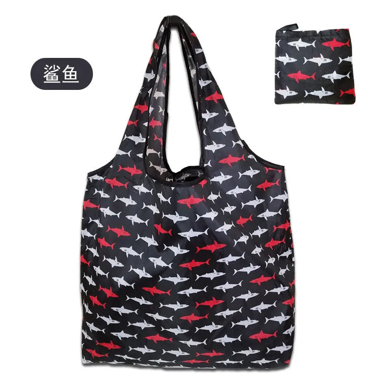 KindFuny Foldable Reusable Shopping Tote Bag – Large Eco-Friendly Grocery Bag | 32 Prints