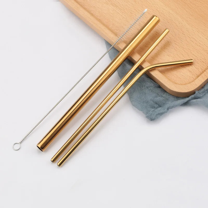 Reusable Stainless Steel Drinking Straws with Cleaning Brush