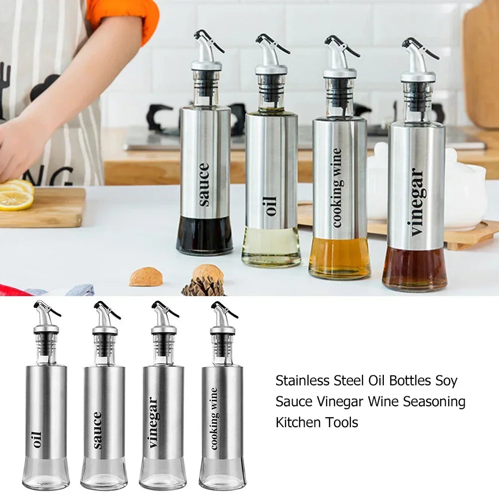 Stainless Steel Oil & Vinegar Dispenser Bottle — No-Drip Sauce Pourer
