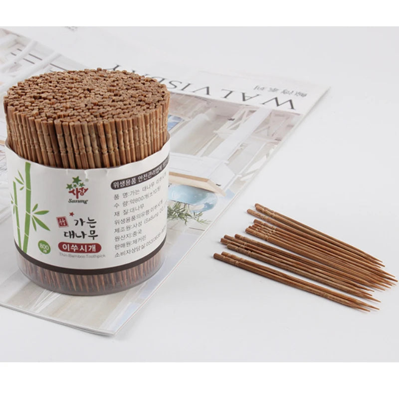 Carbonized Bamboo Toothpicks - 800 Pack Eco-Friendly Disposable Dental Picks