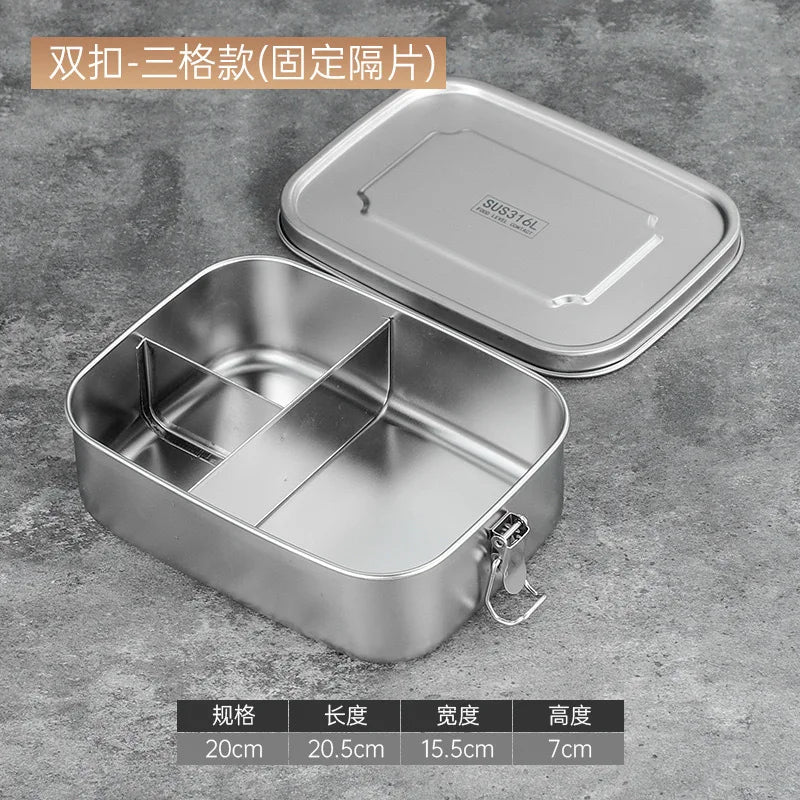 316 Stainless Steel Bento Lunch Box | Airtight & Leak-Proof | 2 or 3 Compartments