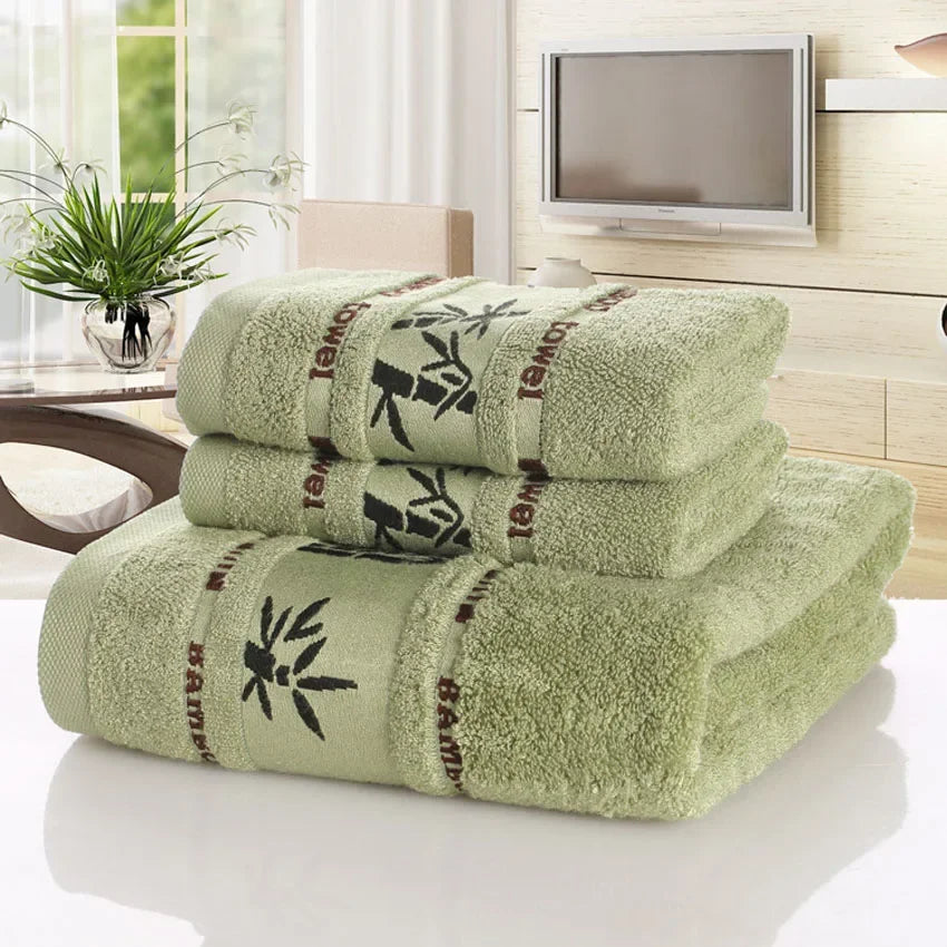 Bamboo Fibre Face & Hand Towel | Quick-Dry | 33×75cm | Green, White & Yellow
