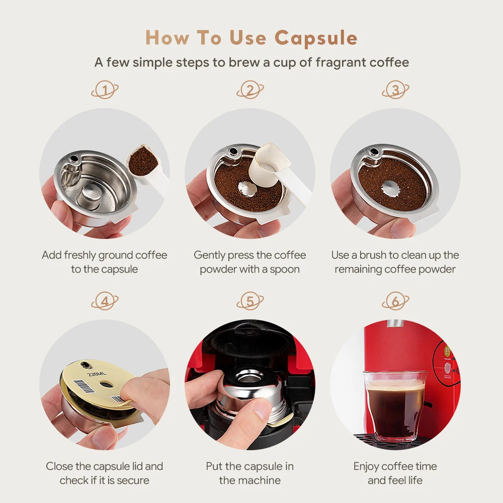 304 Stainless Steel Reusable Coffee Pod | Compatible with Tassimo Machines | 60ml–220ml