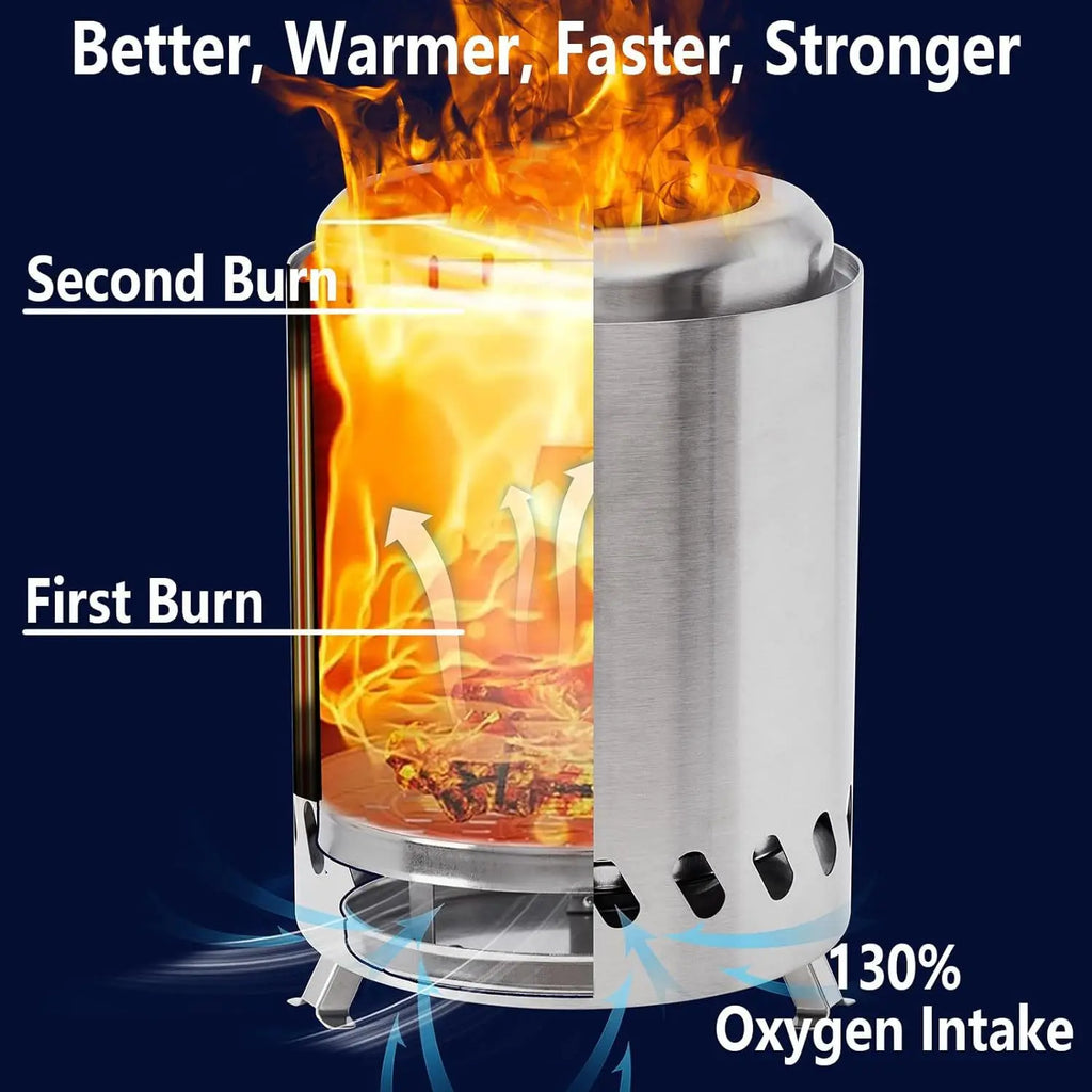 DOTWISE Portable Stainless Steel Wood-Burning Camp Stove