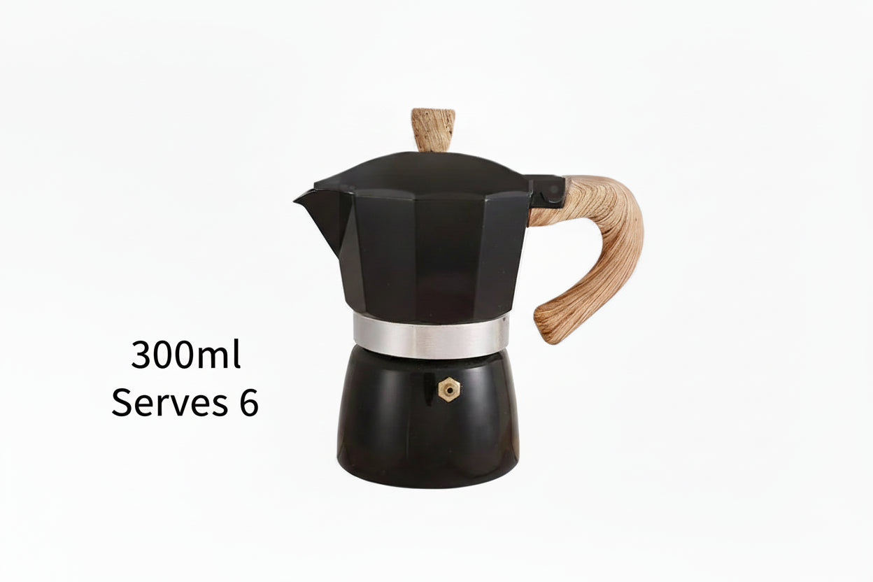 Xbees Moka Pot – Stovetop Espresso Maker | 150ml & 300ml | Wooden Handle
