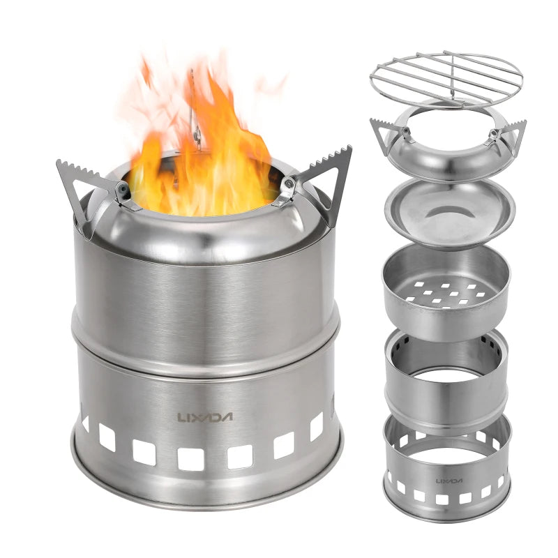 Lixada Portable Stainless Steel Wood Stove — Camping & Backpacking