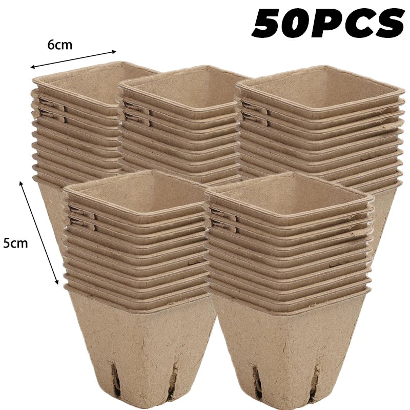 Biodegradable Paper Pulp Seedling Cups | Round & Square | 4 Styles | Packs of 10–50
