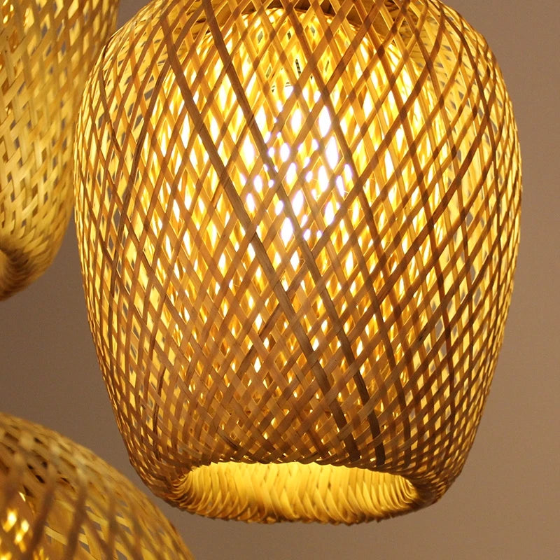Hand-Woven Bamboo Pendant Light | Natural Wood Lampshade | ZODOLAMP