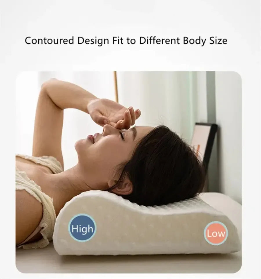 Bamboo Fiber Memory Foam Orthopedic Pillow - Contoured Neck Support