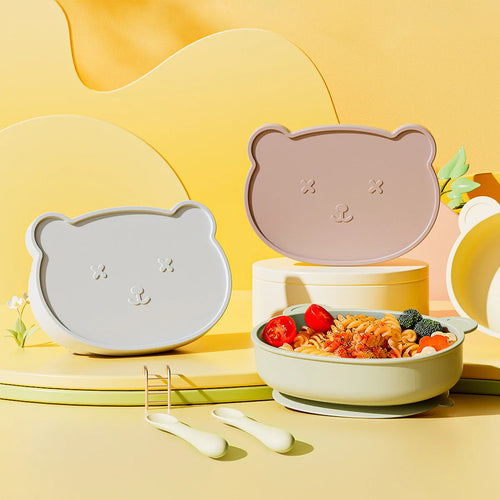 Baby Silicone Suction Plate with Lid | Anti-Slip Toddler Feeding Plate