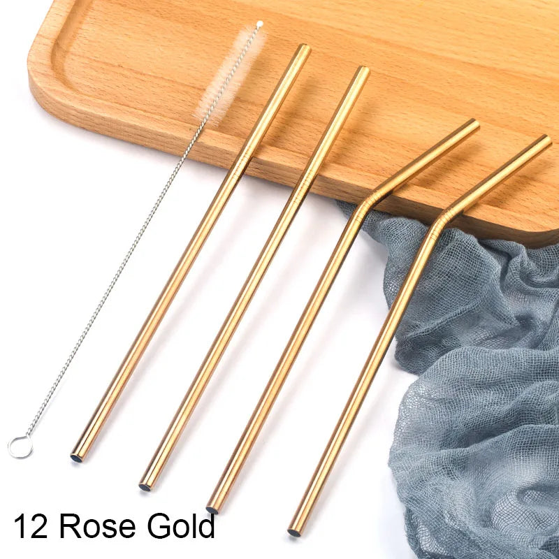 Reusable Stainless Steel Drinking Straws with Cleaning Brush