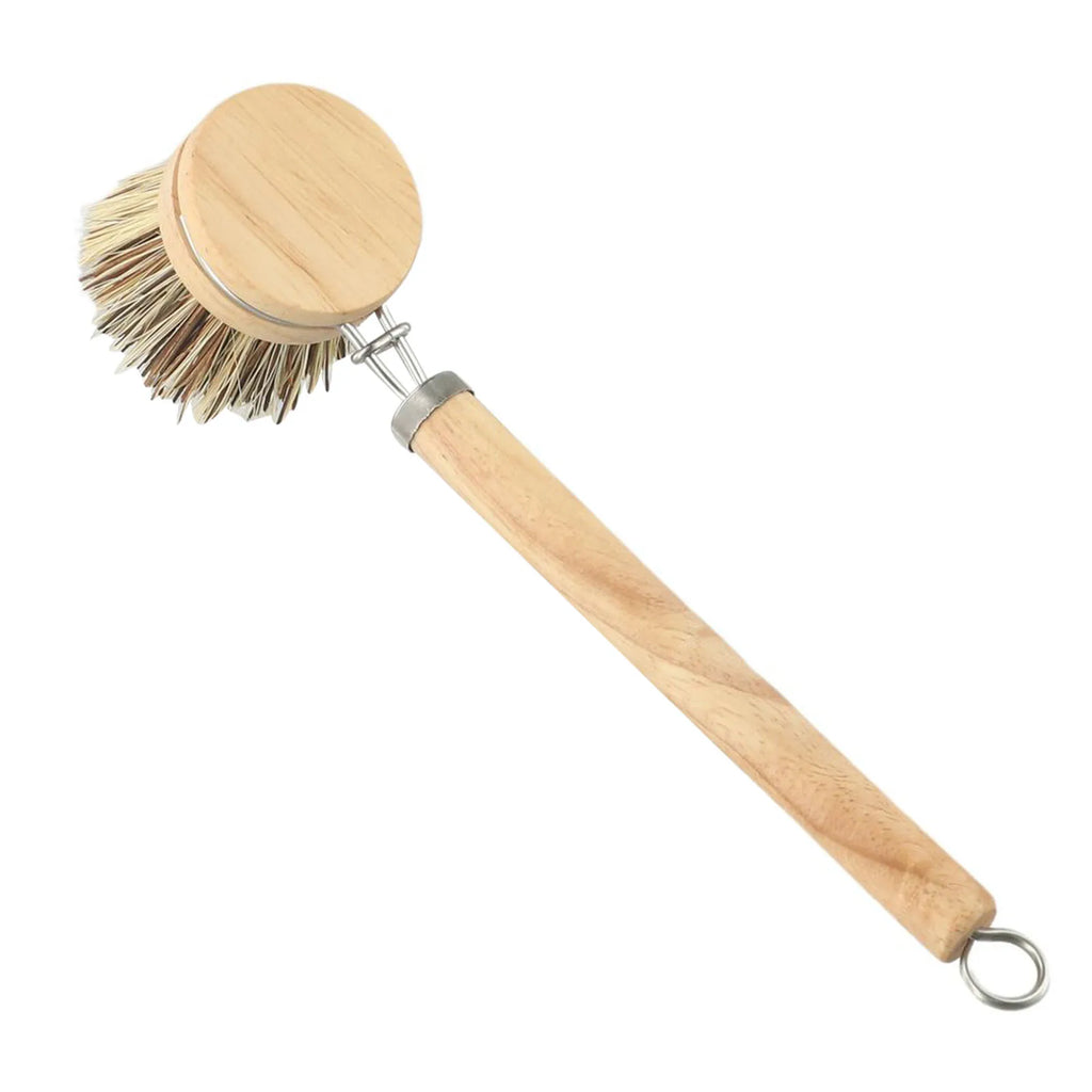Natural Wood Dish Brush with Bristles – Eco-Friendly Kitchen Scrubber