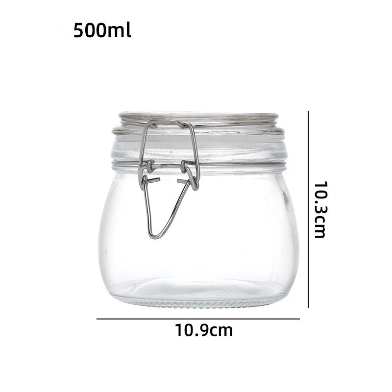 Airtight Glass Storage Jars with Hinged Lid & Silicone Seal - Wide Mouth | 380ml–1000ml