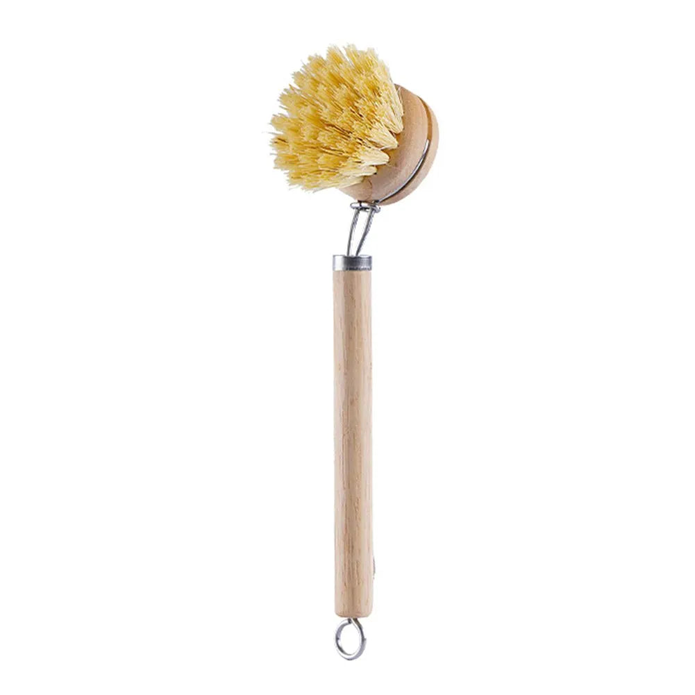 Natural Wood Dish Brush with Bristles – Eco-Friendly Kitchen Scrubber