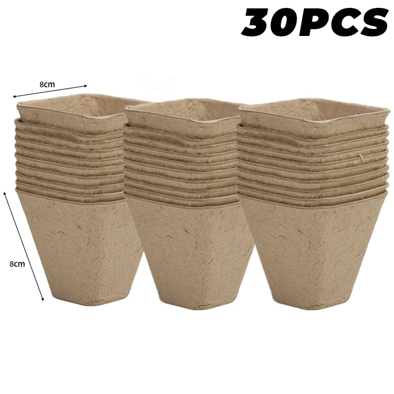 Biodegradable Paper Pulp Seedling Cups | Round & Square | 4 Styles | Packs of 10–50