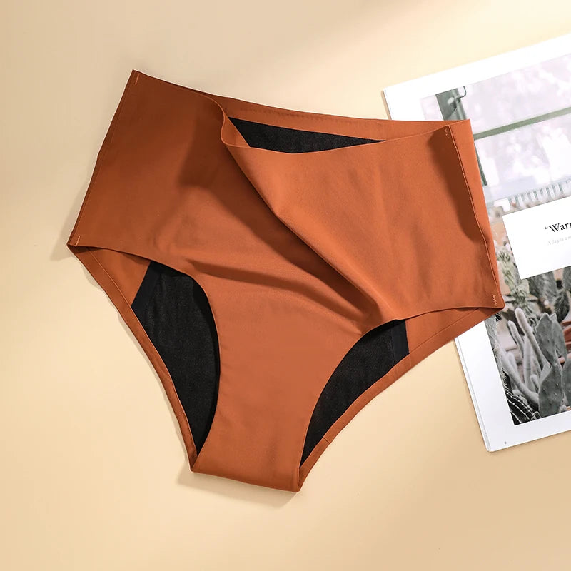Seamless Mid-Rise Period Underwear – 4-Layer, Extended Gusset | Black & Brown, S–XXL