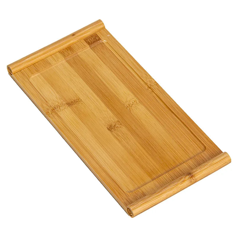 Bamboo Serving Tray - Rectangular Natural Wood Tray for Tea, Snacks & Entertaining