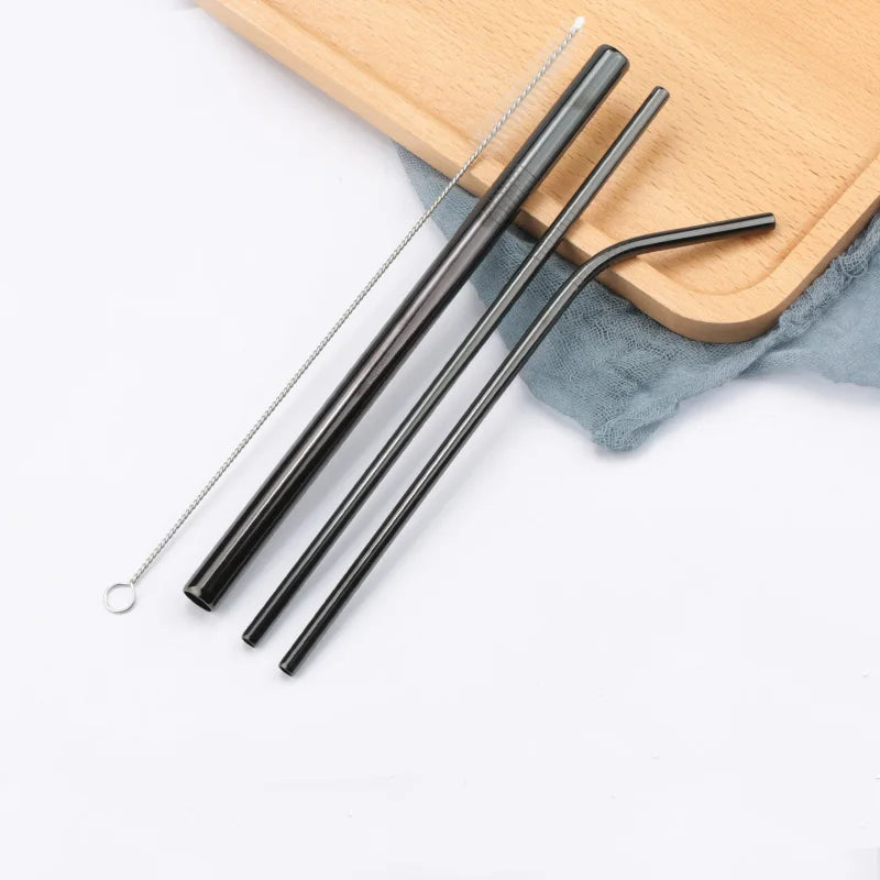Reusable Stainless Steel Drinking Straws with Cleaning Brush