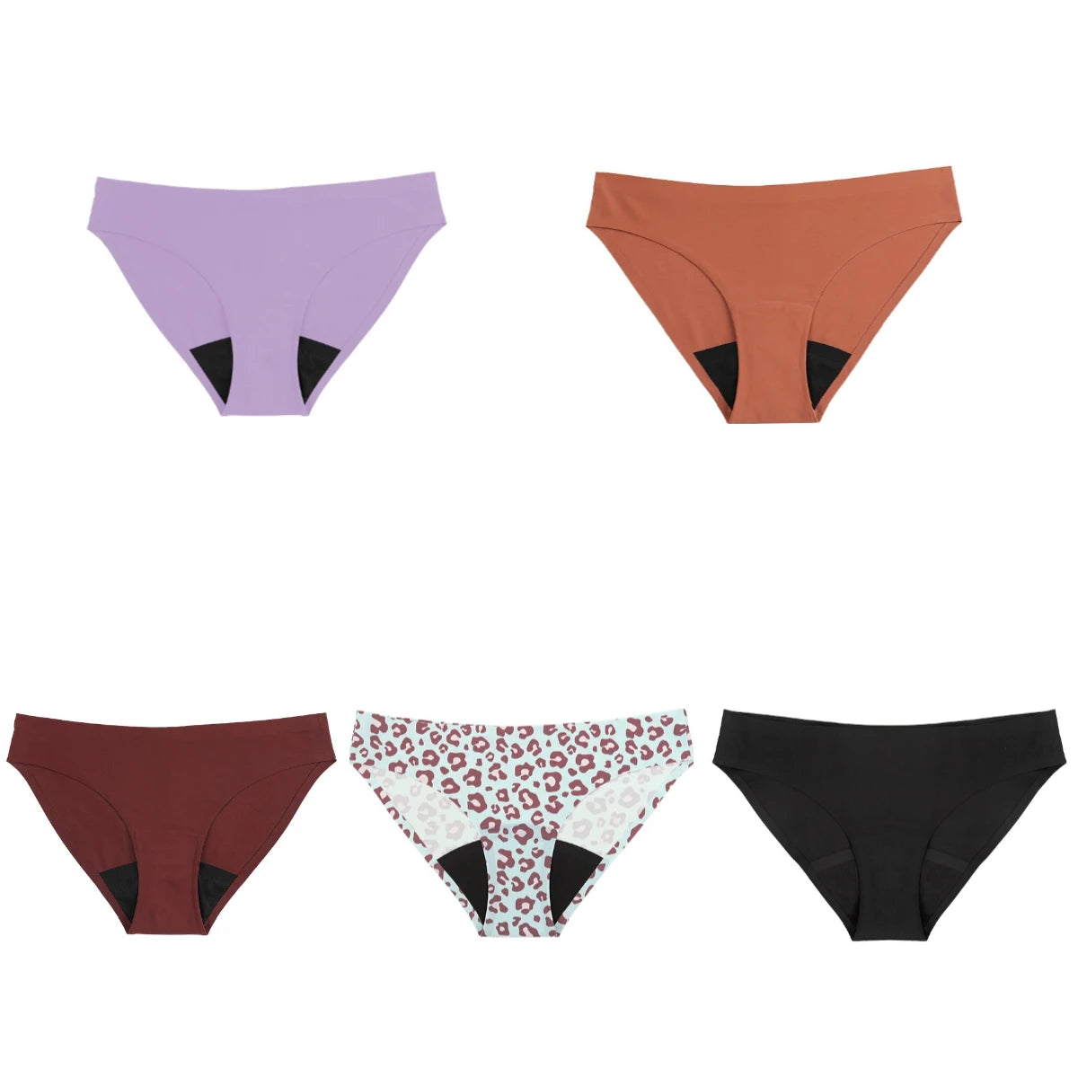 Seamless Low-Rise Period Underwear – 4-Layer, Solid & Leopard Print | S–XXL