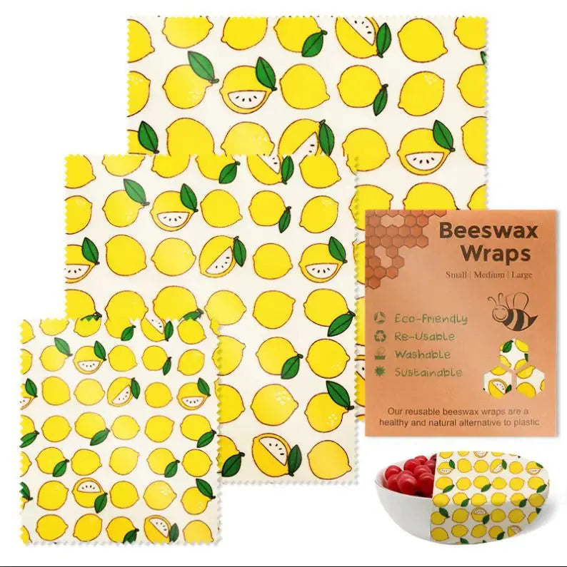 Reusable Beeswax Food Wraps | 9-Piece Set | 3 Sizes | Cotton, Beeswax, Resin & Jojoba Oil