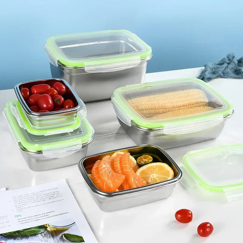 Stainless Steel Food Storage Container with Airtight Seal - 850ml
