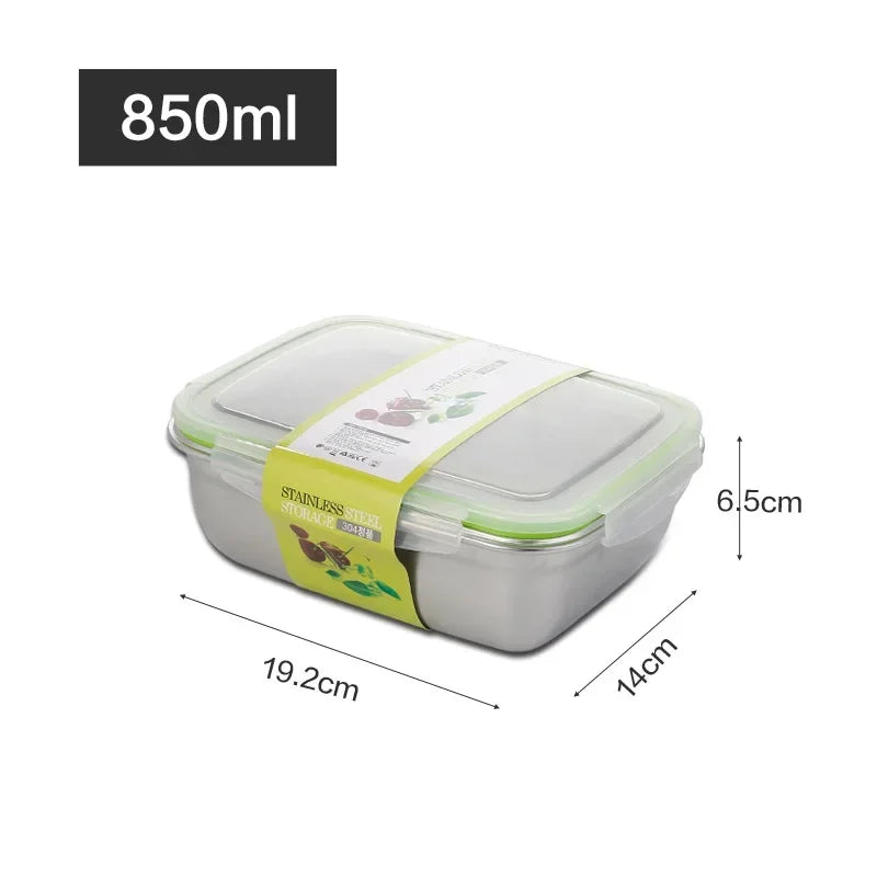 Stainless Steel Food Storage Container with Airtight Seal - 850ml