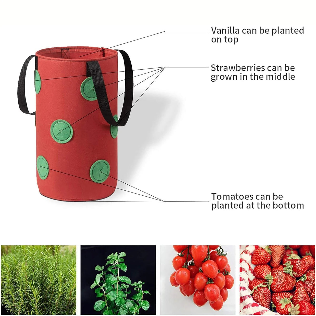 12-Pocket Vertical Hanging Grow Bag — Non-Woven Felt Planter