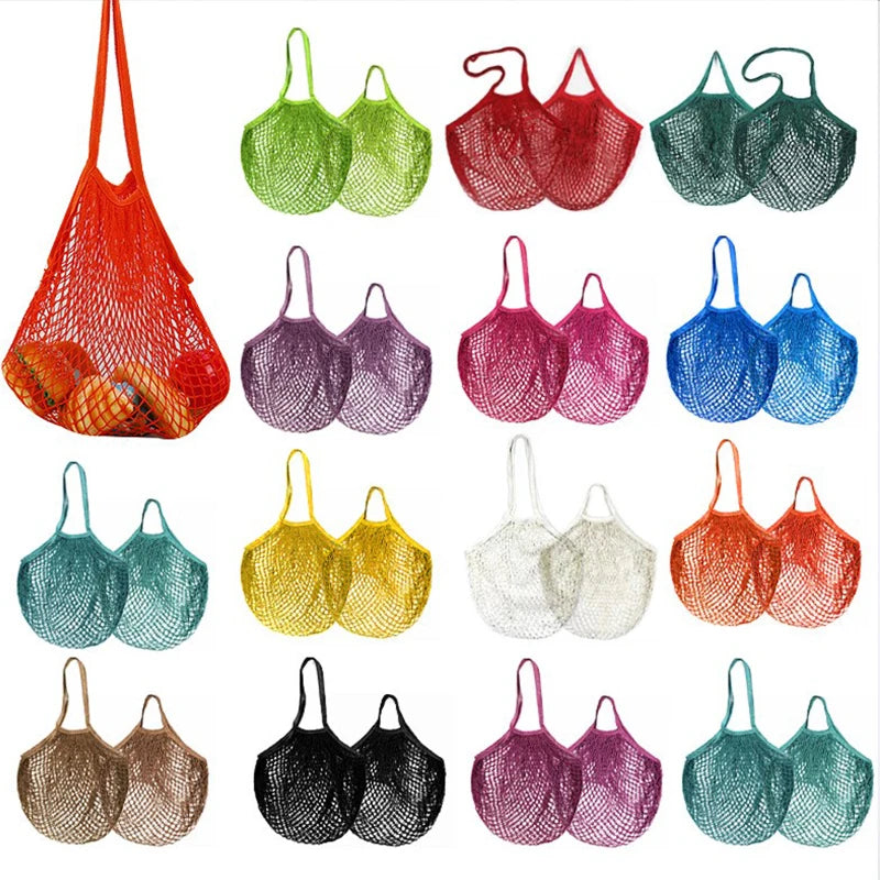 Reusable Cotton Mesh Grocery Bag | Zero-Waste Shopping Bag | 15 Colours