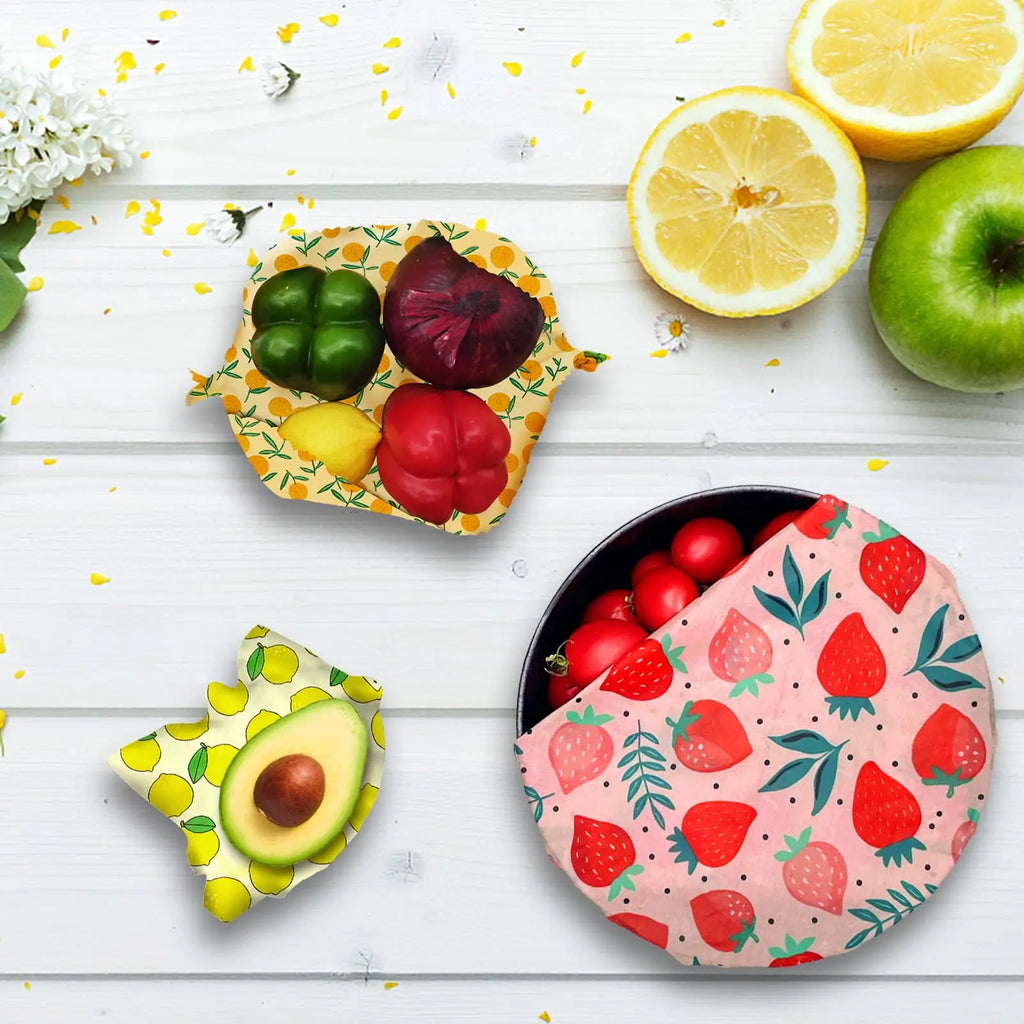 Reusable Beeswax Food Wraps | 9-Piece Set | 3 Sizes | Cotton, Beeswax, Resin & Jojoba Oil