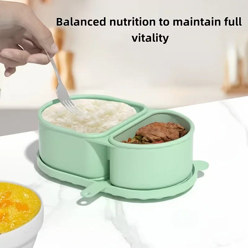 Silicone Two-Compartment Snack Container with Lid