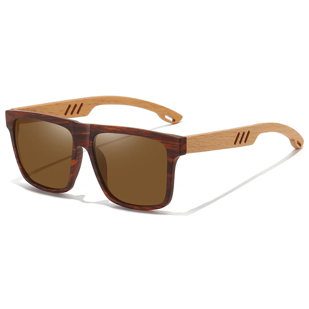 Bamboo Wood Polarized Driving Sunglasses – UV400 Pilot Style