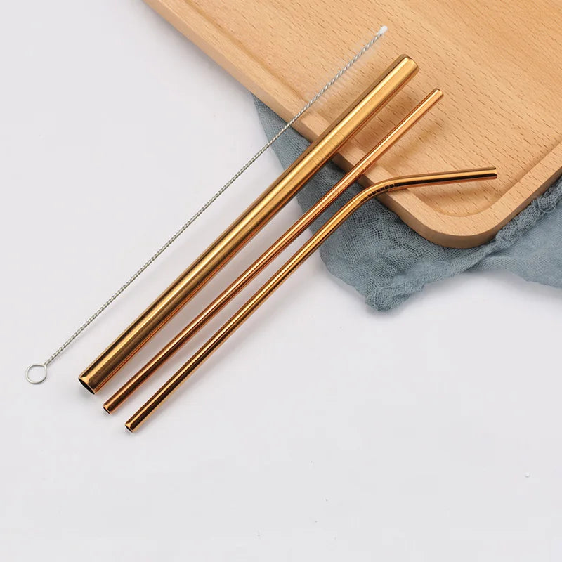 Reusable Stainless Steel Drinking Straws with Cleaning Brush
