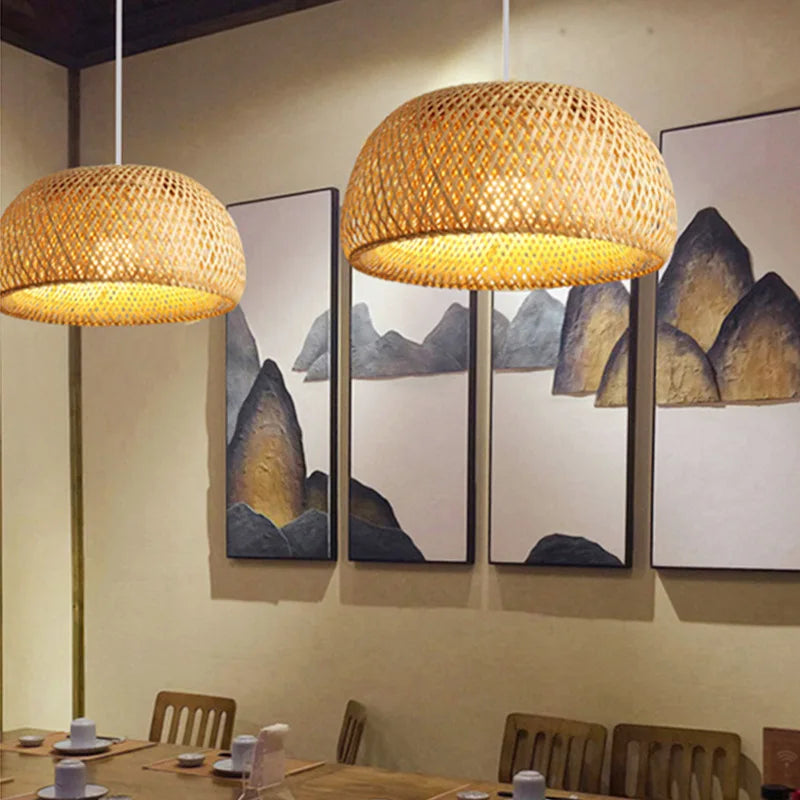 26cm Hand-Woven Bamboo Pendant Light | Warm or Cool White | ZODOLAMP