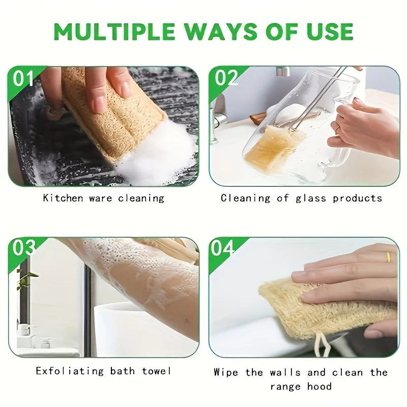 Natural Loofah Dishwashing Brush, 1–10 Piece Packs