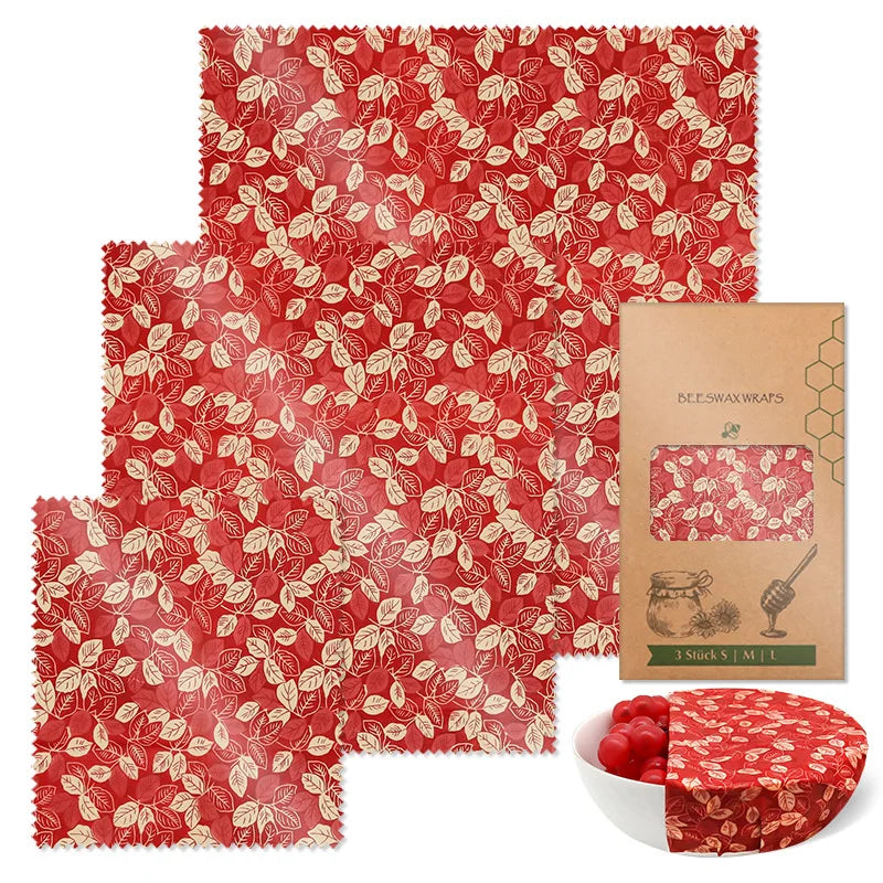 Reusable Beeswax Food Wraps | 9-Piece Set | 3 Sizes | Cotton, Beeswax, Resin & Jojoba Oil