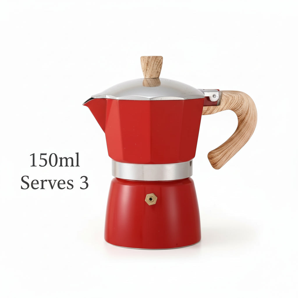 Xbees Moka Pot – Stovetop Espresso Maker | 150ml & 300ml | Wooden Handle