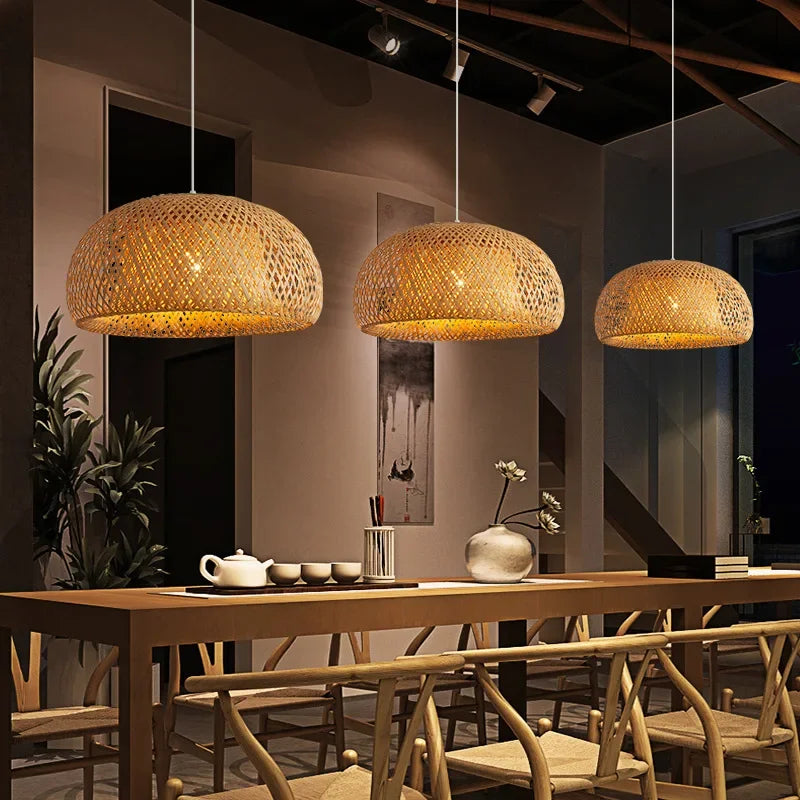 26cm Hand-Woven Bamboo Pendant Light | Warm or Cool White | ZODOLAMP