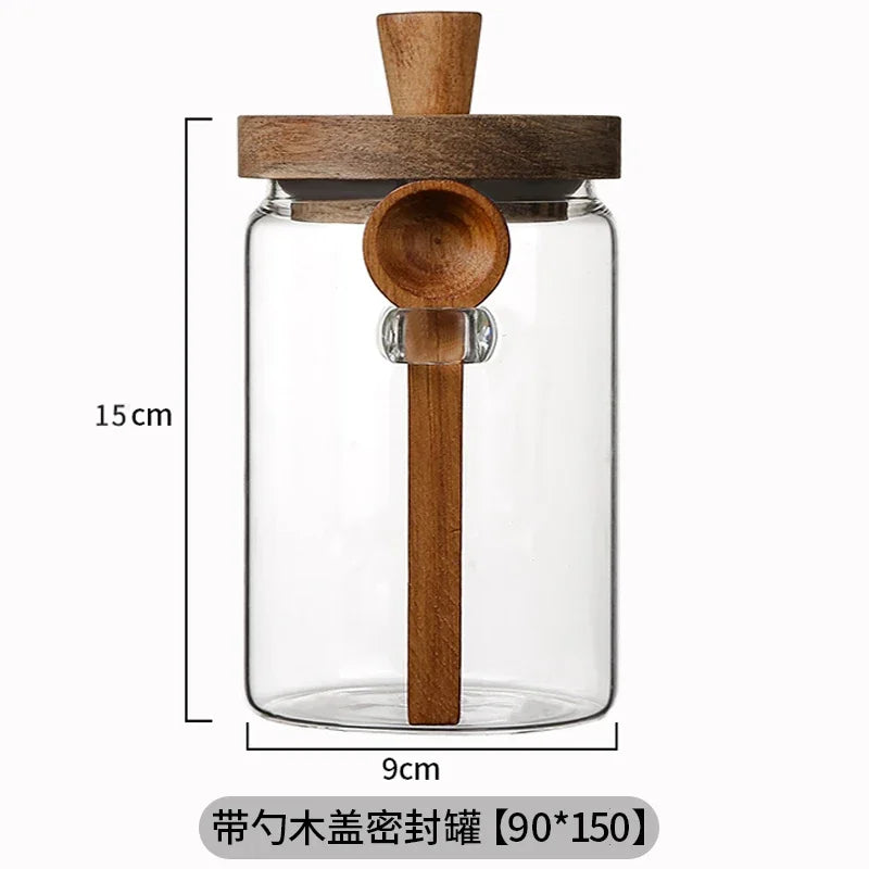 Glass Storage Jar with Acacia Wood Lid | Coffee Beans, Tea & Pantry Storage