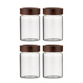 Borosilicate Glass Storage Jars with Acacia Wood Screw Lids | Set of 4 or 6