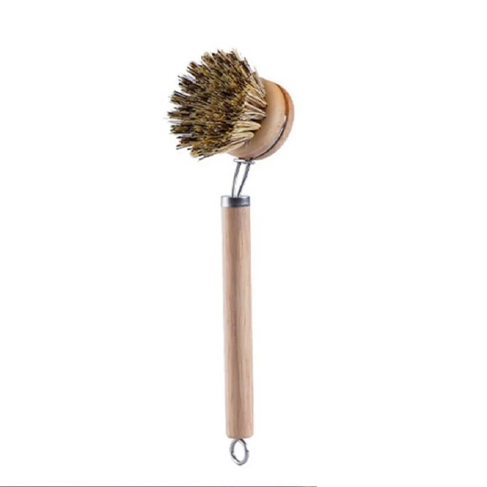 Natural Wood Dish Brush with Bristles – Eco-Friendly Kitchen Scrubber