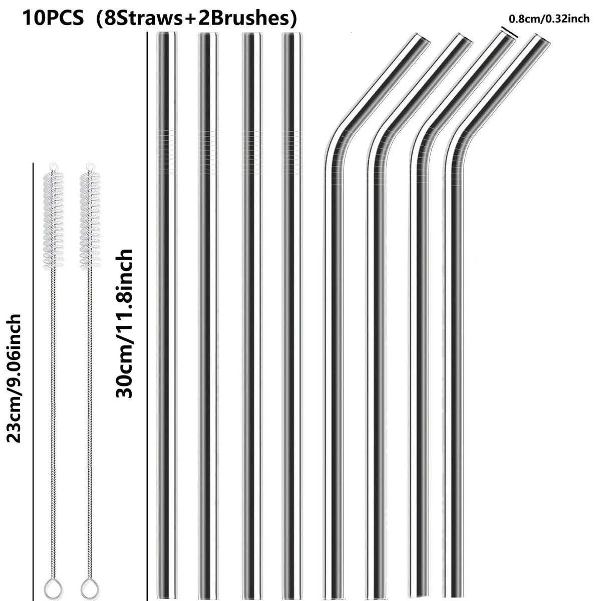 Reusable Stainless Steel Straw Sets with Cleaning Brushes
