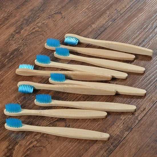 Kids Bamboo Toothbrushes | Soft Nylon Bristles | 10-Pack