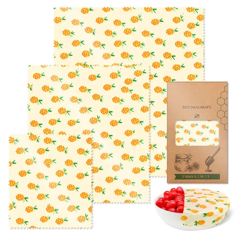 Reusable Beeswax Food Wraps | 9-Piece Set | 3 Sizes | Cotton, Beeswax, Resin & Jojoba Oil